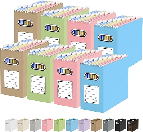 Vista 18 de Caja organizadora de archivos de cartón Oterri para carpetas de archivos colgantes tamaño carta, caja de archivos para escritorio de computadora