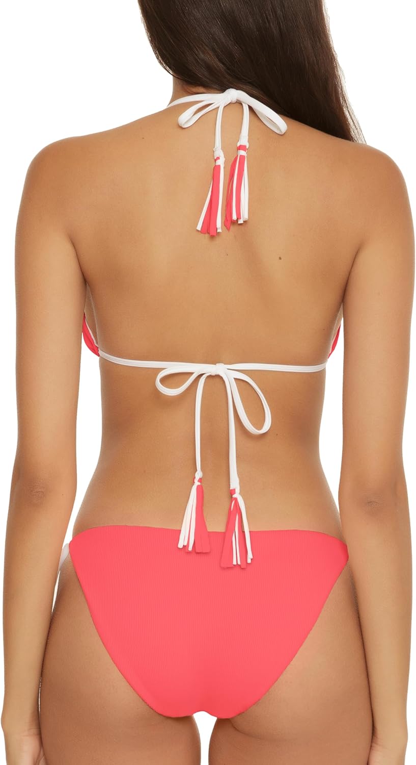 Becca Womens Modern Edge Reversible Triangle Top and Tie Side Bottom Bikini Set, Adjustable, Two Piece Swimsuits for Women - Image 3
