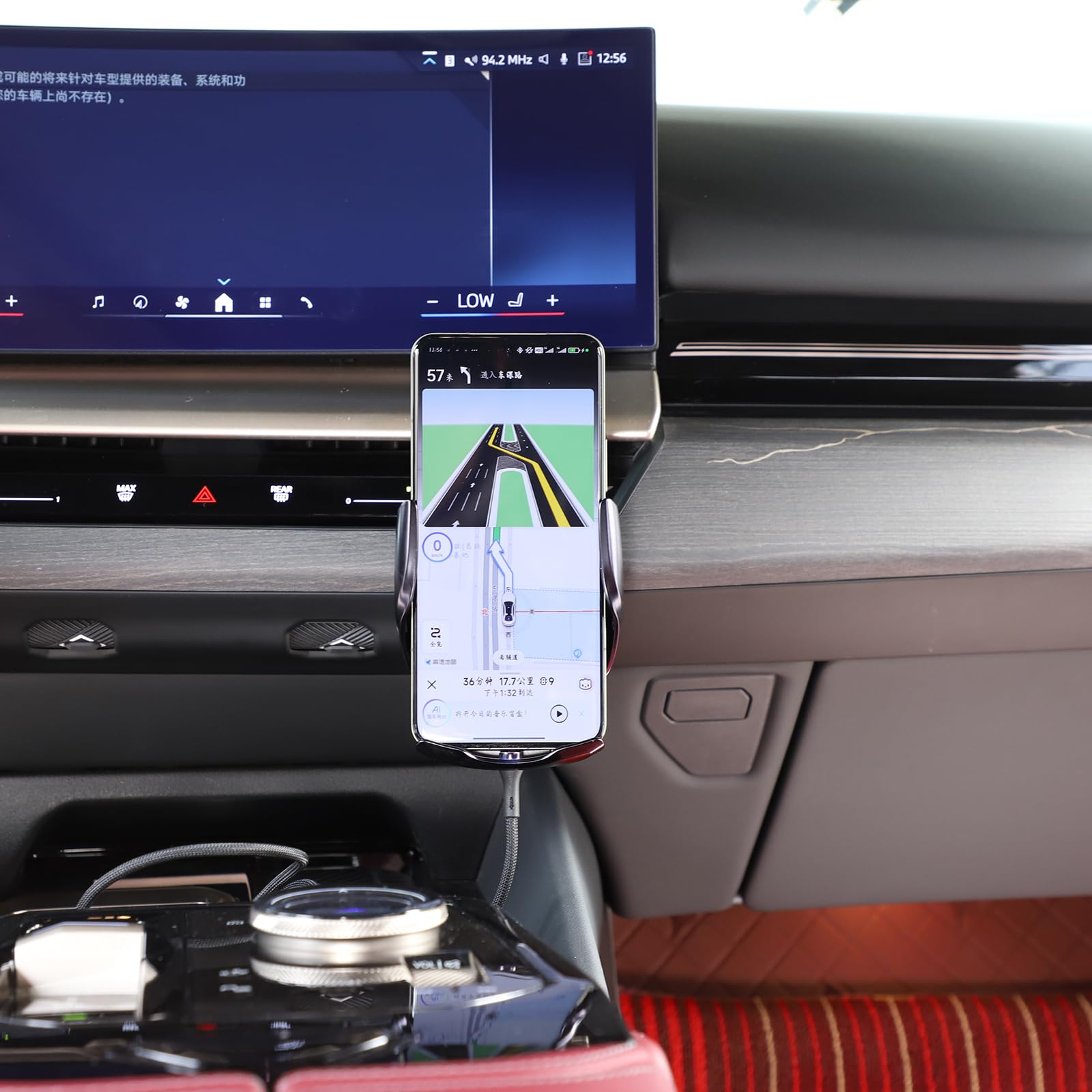 Soporte de teléfono móvil para coche compatible con Auto-B 5 (G60/G61) a partir de año de fabricación 2024 – Clip para rejilla de ventilación – Cabezal esférico modelo A Carga Inalámbrica
