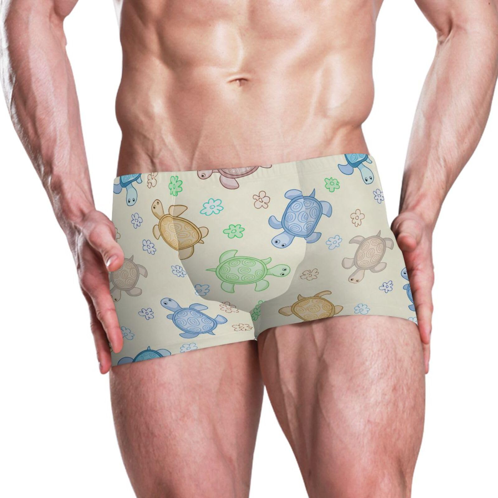 UMIRIKO Cute Turtles Men's Swim Trunk Square Leg Swimsuit Swimwear Swim Briefs for Men 2XL 202c1584