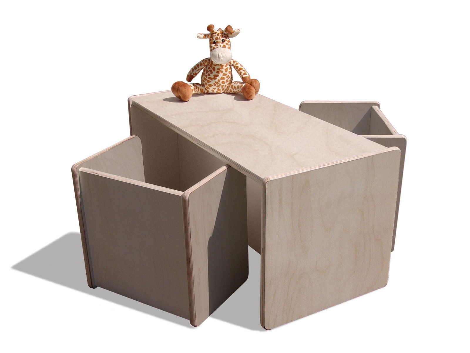 Eli Salon de Jardin pour Enfant 1 Table réversible et 1 Tabouret réversible – Naturel