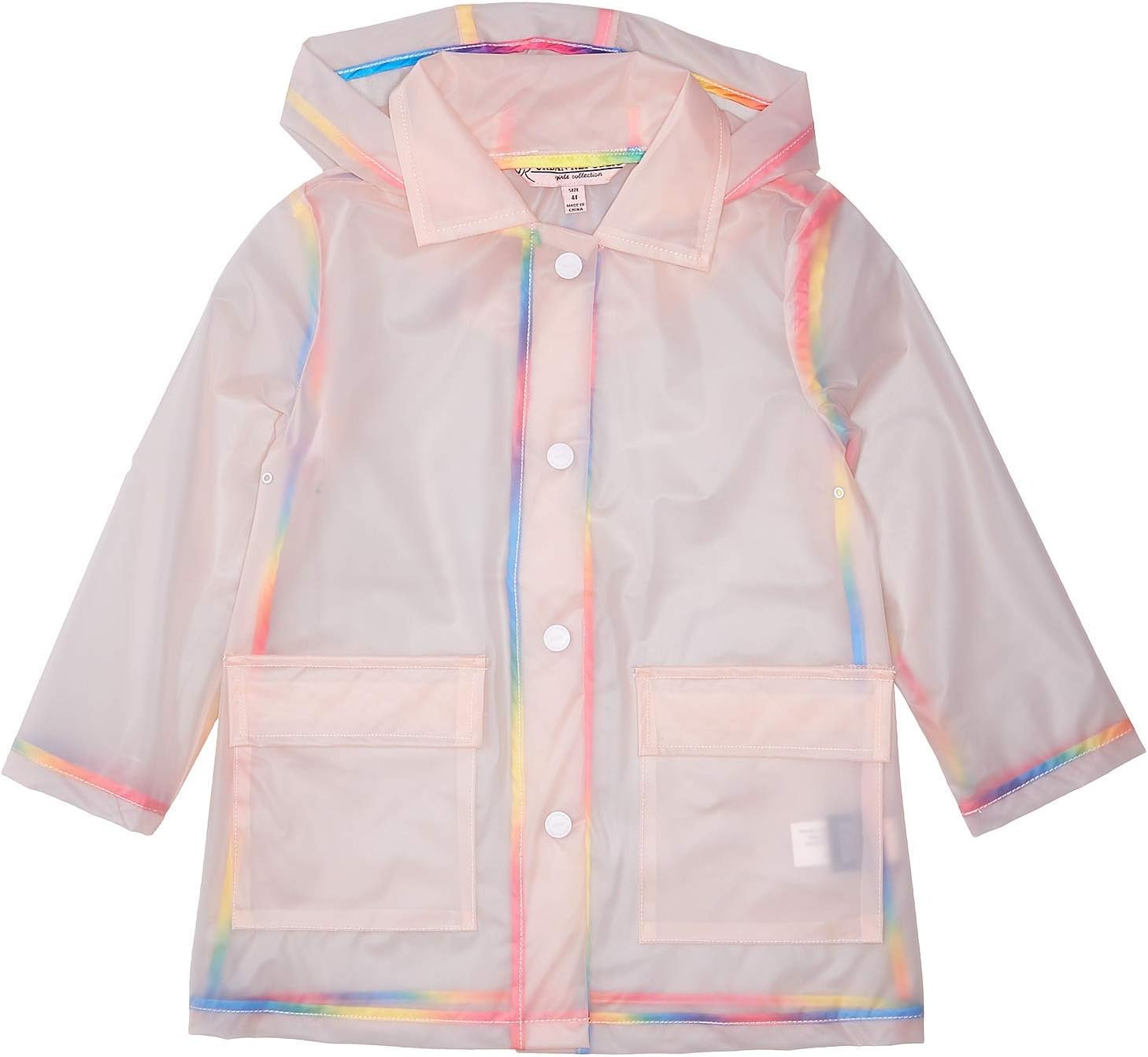 Baby Girl's Transparent Raincoat with Rainbow Piping (Infant/Toddler)