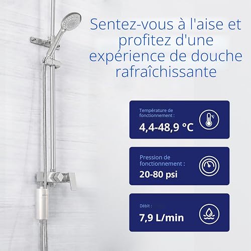 Philips Water in-Line Shower Filter and 1 Replacement Cartridge, 50 000 L Filtration Capacity, White, Reduces Chlorine by up to 99%, Easy to Install, fits All Standard Hoses and taps - 7