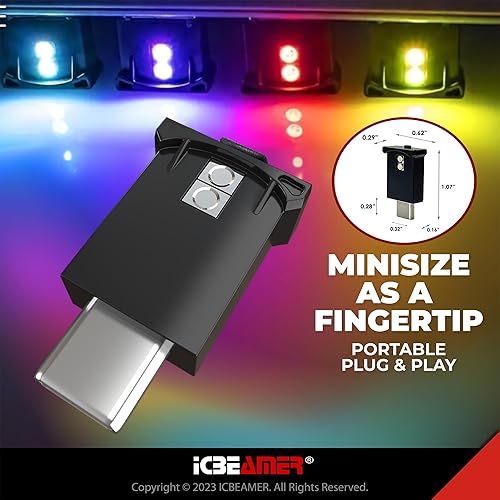 Miniatura 5 de ICBEAMER Adaptadores tipo C, luz LED de ambiente USB, paquete de 1 unidad (azul)  Interfaz inteligente enchufable en miniatura LED luz nocturna para