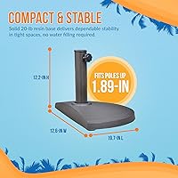 Vista 6 de Island Umbrella Base de resina semicircular para paraguas, color marrón, 20 libras