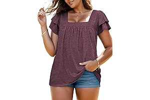 Women's Vislily Plus-Size Summer Tops: Petal Short Sleeves and Flowing Blouses