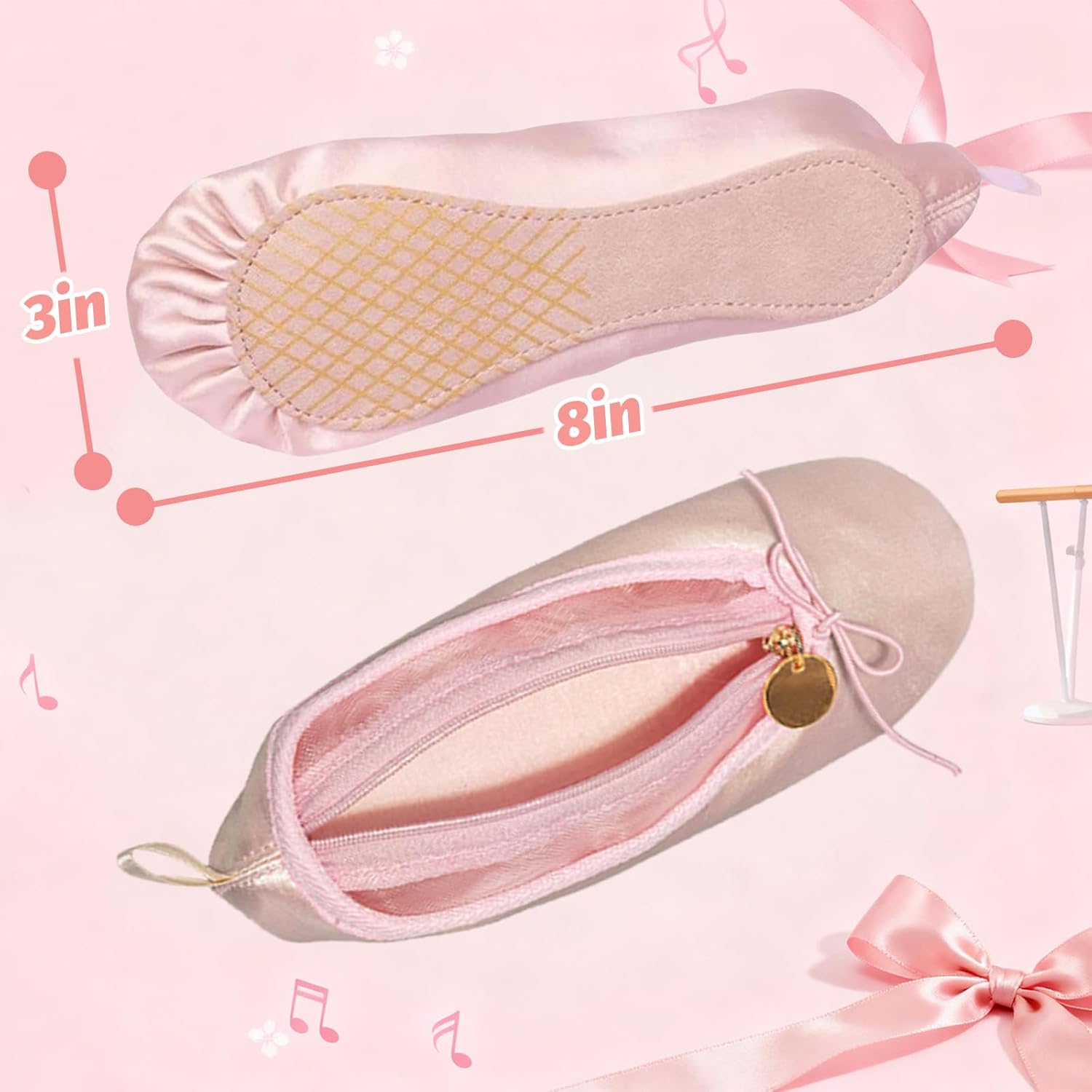 Ballet Shoe Makeup Bag, Small Cosmetic Bag for Trip Portable Cosmetic Travel Bag, Ballerina Slipper Makeup Pouch Bag, Makeup Organizer Bag Cosmetic Organizer for Woman - Image 4