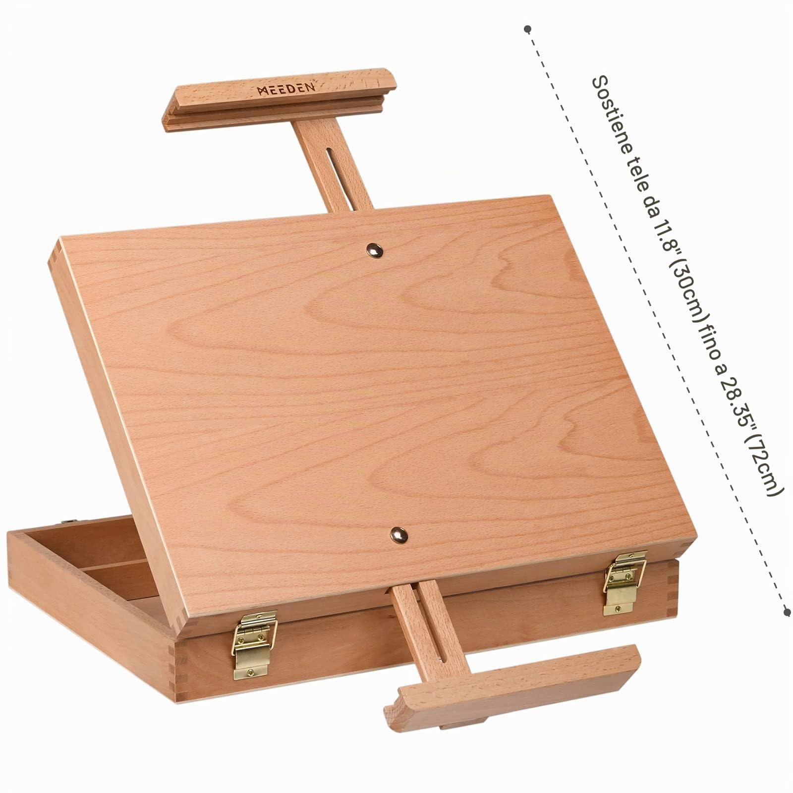 MEEDEN Cavalletto da tavolo per schizzi, in legno di faggio massiccio, organizer per oggetti d'arte, vernici,cavalletto per pittura da tavolo per artisti, principianti,per contenere tela fino a 60 cm