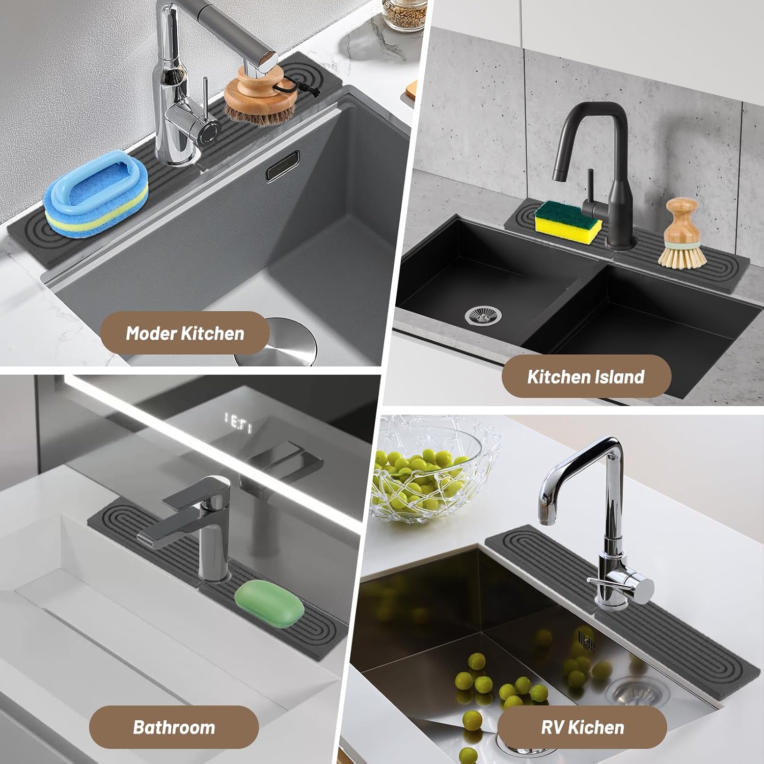 Faucet Mat for Kitchen Sink - Diatomite Fast Stone Drying Mat for Kitchen