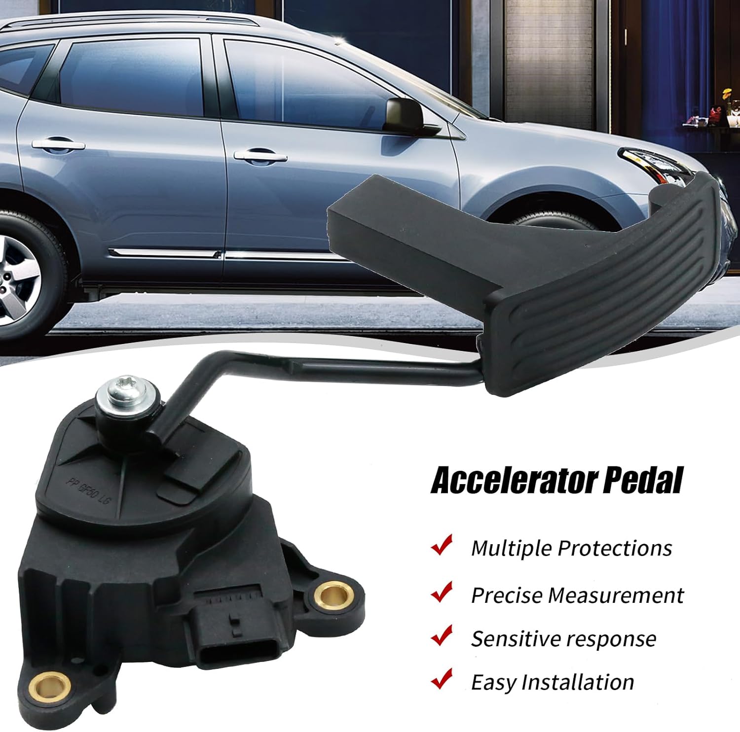 18002JG40A Accelerator Pedal with Position Sensor, Replacement for Rogue 2008-2013, Replacement for Rogue Select 2014 2015, Replaces APS442 AD0128 5S13081