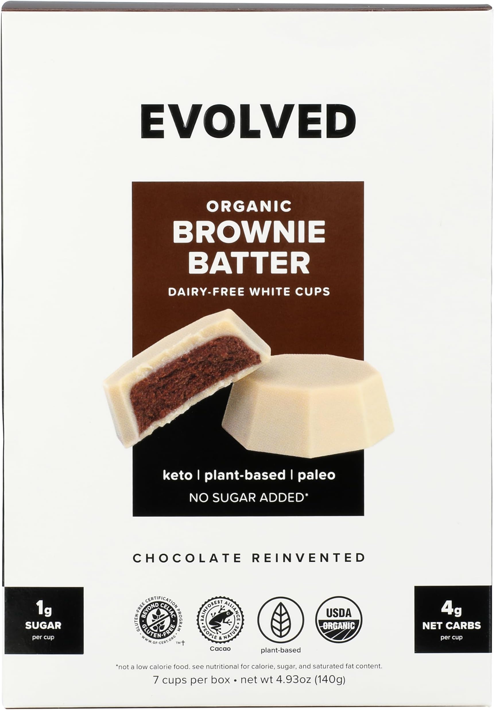 EVOLVED Organic Brownie Batter Keto Cups, 4.93 OZ