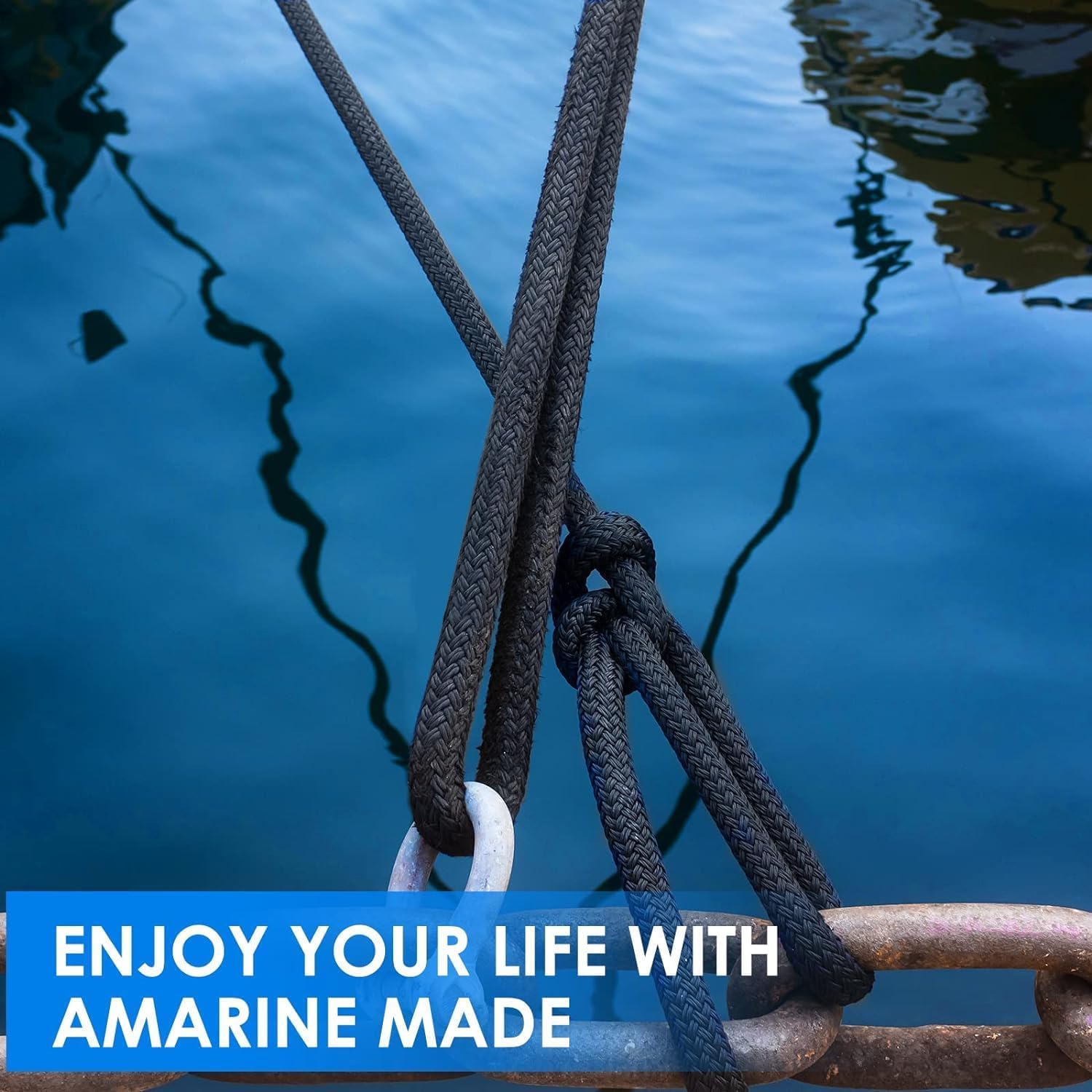 BOOMSTART 4 Stück Boot Seil 16mm Festmacherleine mit Auge Nylon Doppelt Geflochten Fenderseil Dock Linien Ø 16mm, L: 7.62 m, Auge 38 cm, Bruchlast: 3970 kg, Schwarz