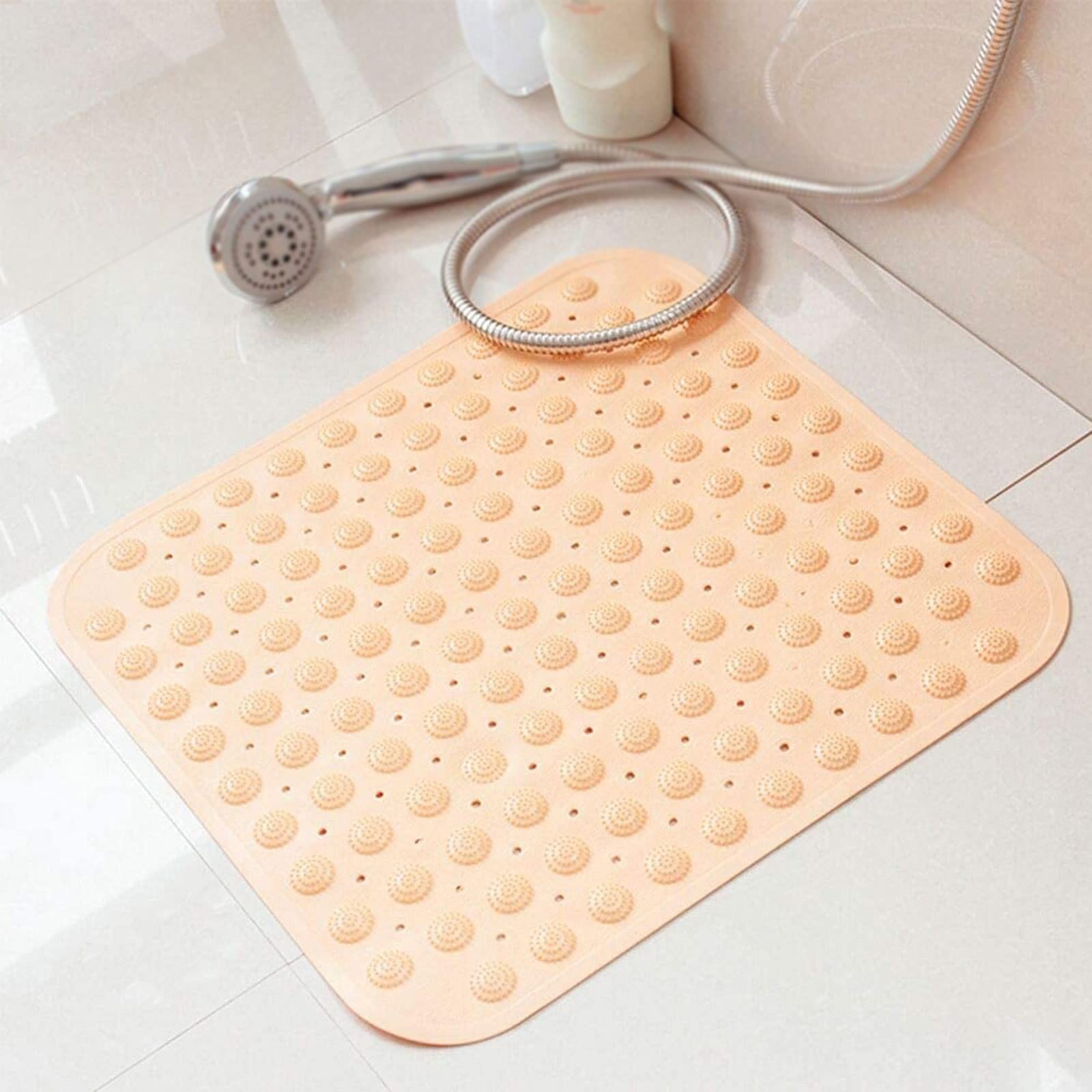 Alfombrilla de baño antideslizante de PVC para baño, redonda, de silicona, antideslizante, alfombrilla de masaje con ventosa, alfombrilla de ducha con partículas de masaje (blanco)