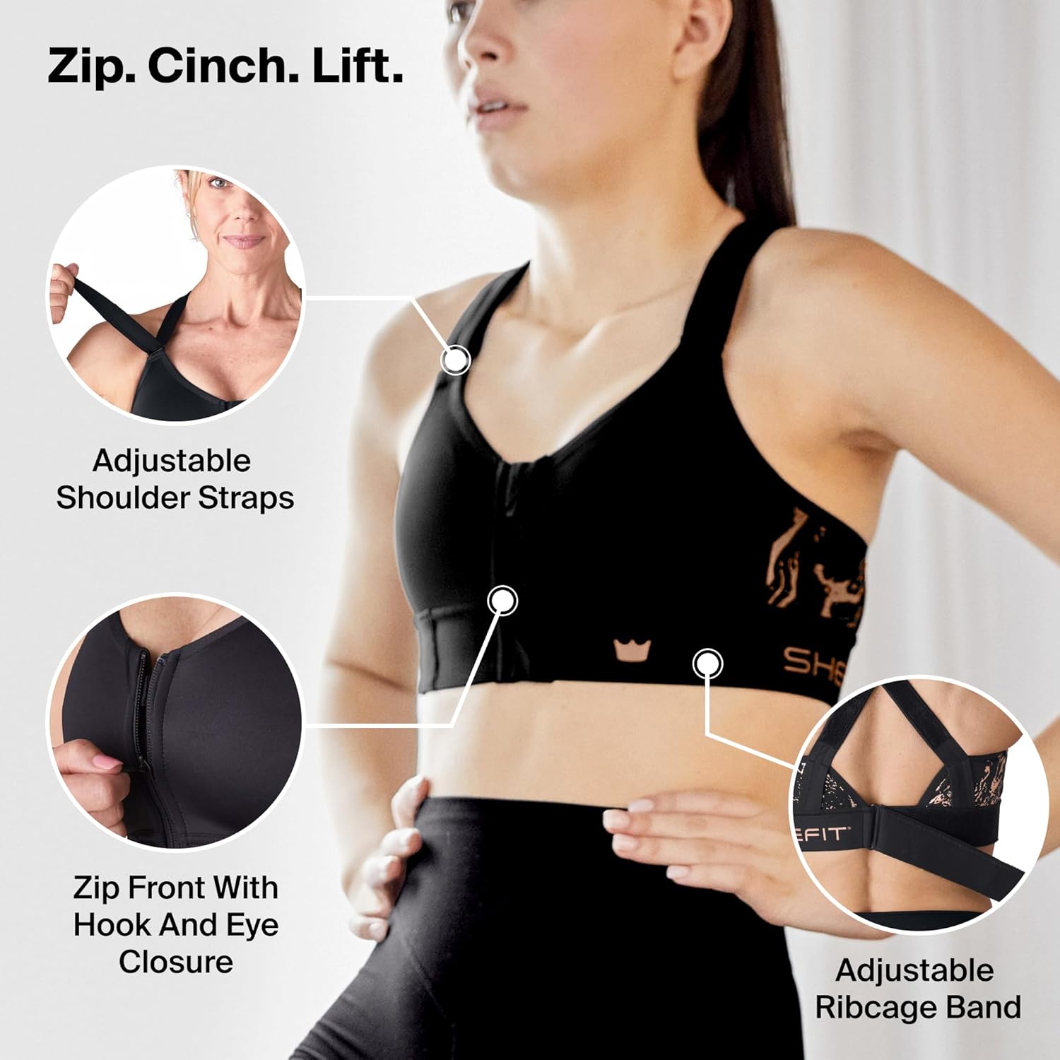 SHEFIT Flex Sports Bra for Women, Medium Impact Sports Bra