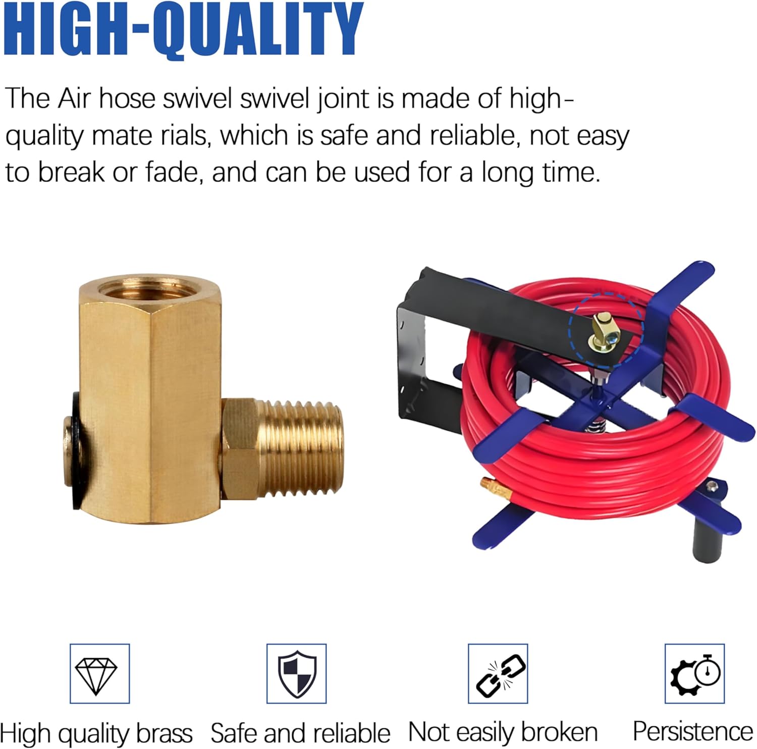 50310 Swivel Joint for Side Roll Fan Air Hose Reel 1/4 "FPT 1/4" MPT 90 Degree Air Hose Joint Brass Replacement Part