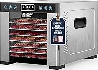 Magic Mill Pro Food Dehydrator: 600W Rear Fan Even Drying, 7 Stainless Steel Trays, 95-176°F Precise Control, 48H Timer & Keep Warm