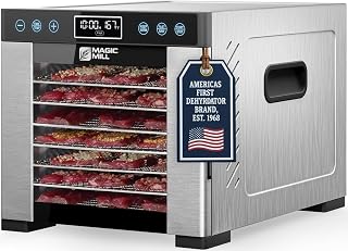Magic Mill Pro Food Dehydrator: 600W Rear Fan Even Drying, 7 Stainless Steel Trays, 95-176°F Precise Control, 48H Timer & Keep Warm