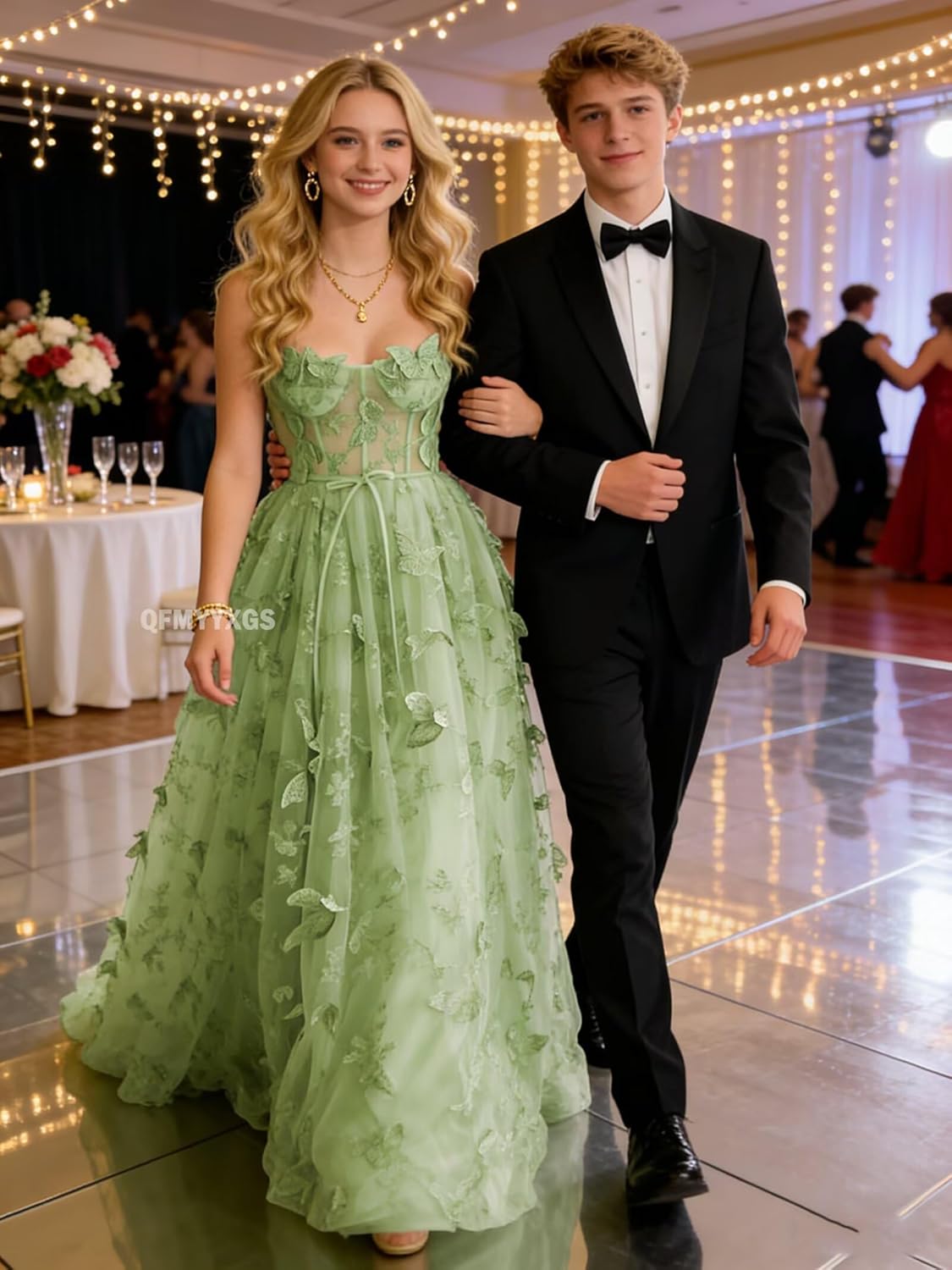 3D Butterfly Tulle Prom Dresses for Women 2025 Long Lace Applique Ball Gown Formal Evening Party Gown with Slit - Image 4