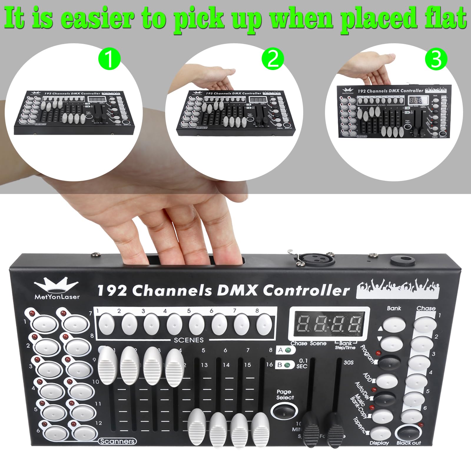 DMX-Controller, console DMX, console DMX512 a 192 canali, pannello di controllo per la modifica del programma per l'illuminazione scenica (nero)