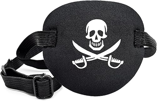 Miniatura 5 de Parche de ojo de pirata para adultos y niños, parche médico de calavera pirata con aretes dorados, parche de ojo 3D para fiesta de disfraces de