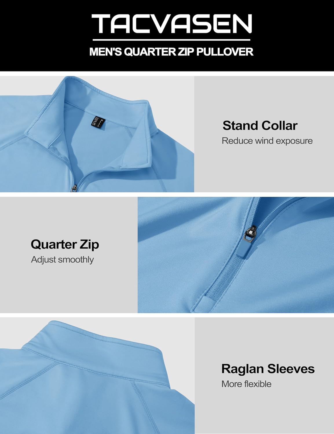 TACVASEN Men's Quarter Zip Pullover Fleece Lined Thermal Long Sleeve Golf Shirt 1/4 Zip Warm Winter Sweatshirts - Image 5