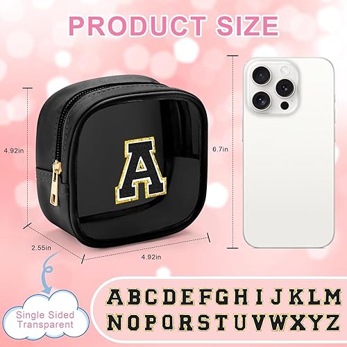 Miniatura 10 de YOOLIFE - Bolso transparente con iniciales para artículos de aseo personal para mujer, bolso de maquillaje y cosméticos impermeable, regalos de San