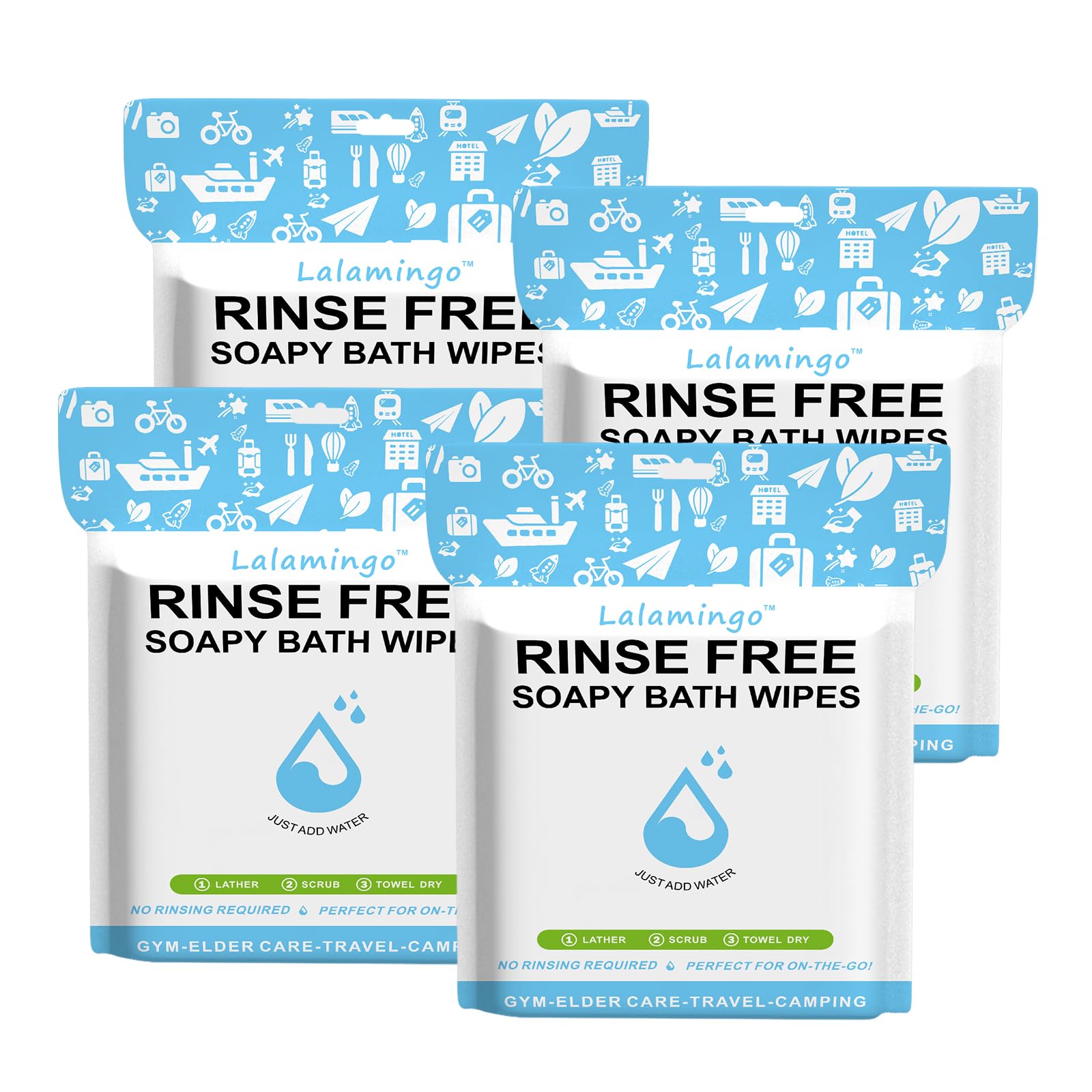 100 Pcs Body Wipes for Adults Bathing No Rinse, Bath Wipes Rinse Free Dry Shower Wipe for Adults. Soap Infused, Disposable Body Cloth for Elderly,