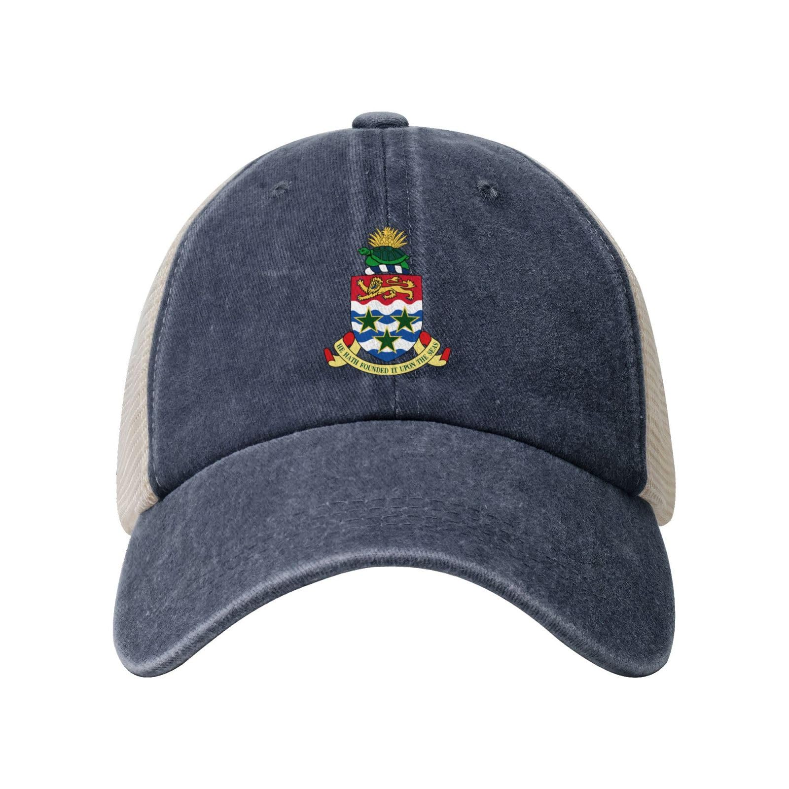 Cayman Islands National Emblem Baseball Cap Golf Flat Brim Bill Dad Hat Adjustable Classic Truck Hat Cap Men WomenBlack