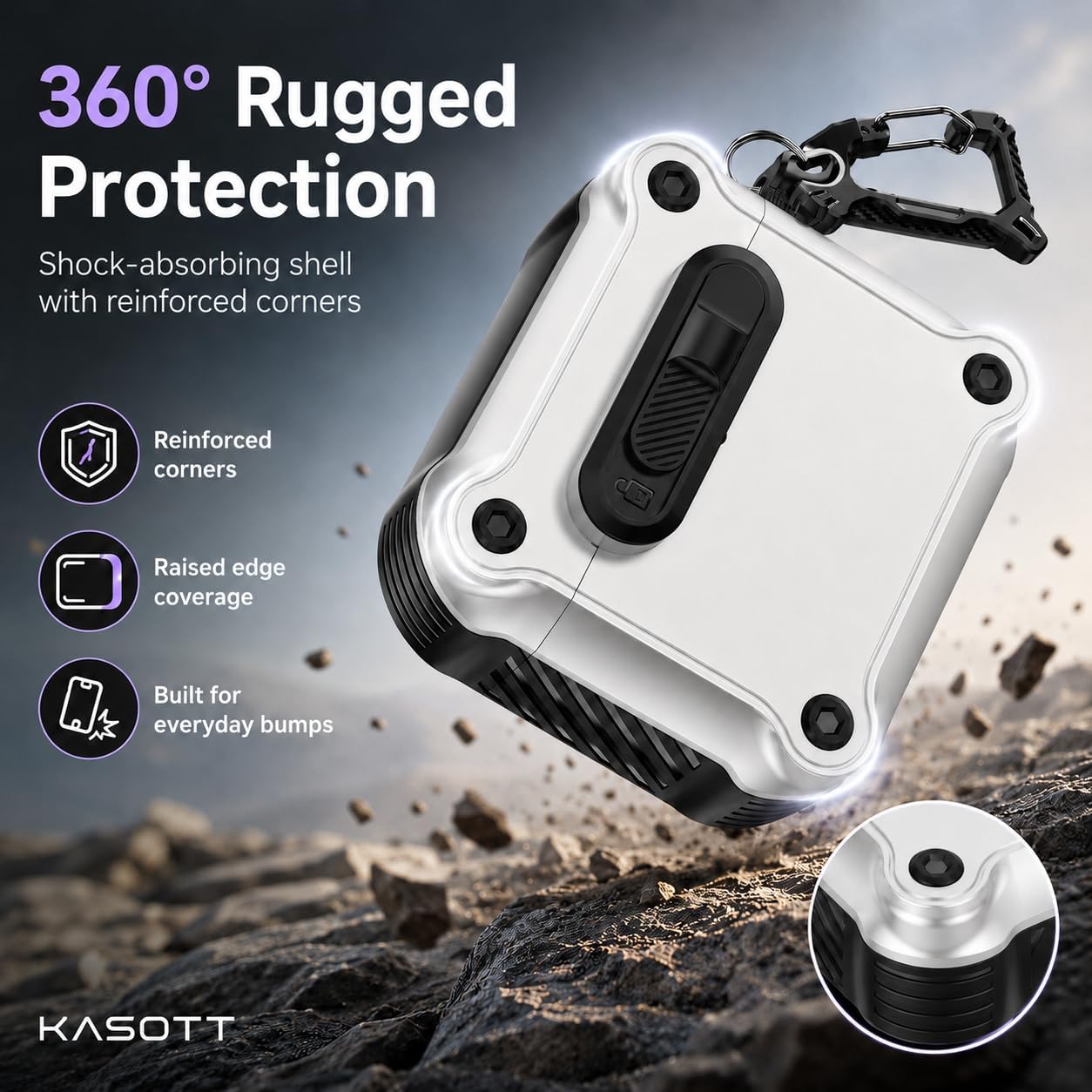 KASOTT for AirPods Pro 3 Case (2025), MagSafe, Secure Slide Lock, Carabiner