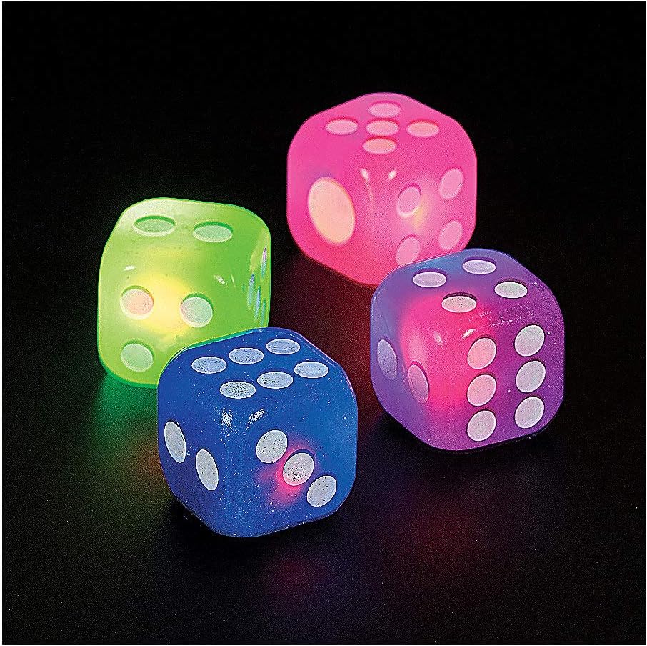 1.5" FLASHING RUBBER DICE - Toys - 12 Pieces