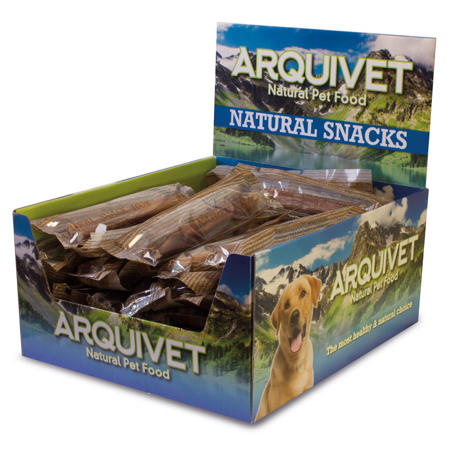 ARQUIVET Nervio de Toro 15 cm - Caja Completa 50 Unidades retractiladas - Snacks Naturales para Perros - Chuches, golosinas, recompensas, premios y chucherías para Perros