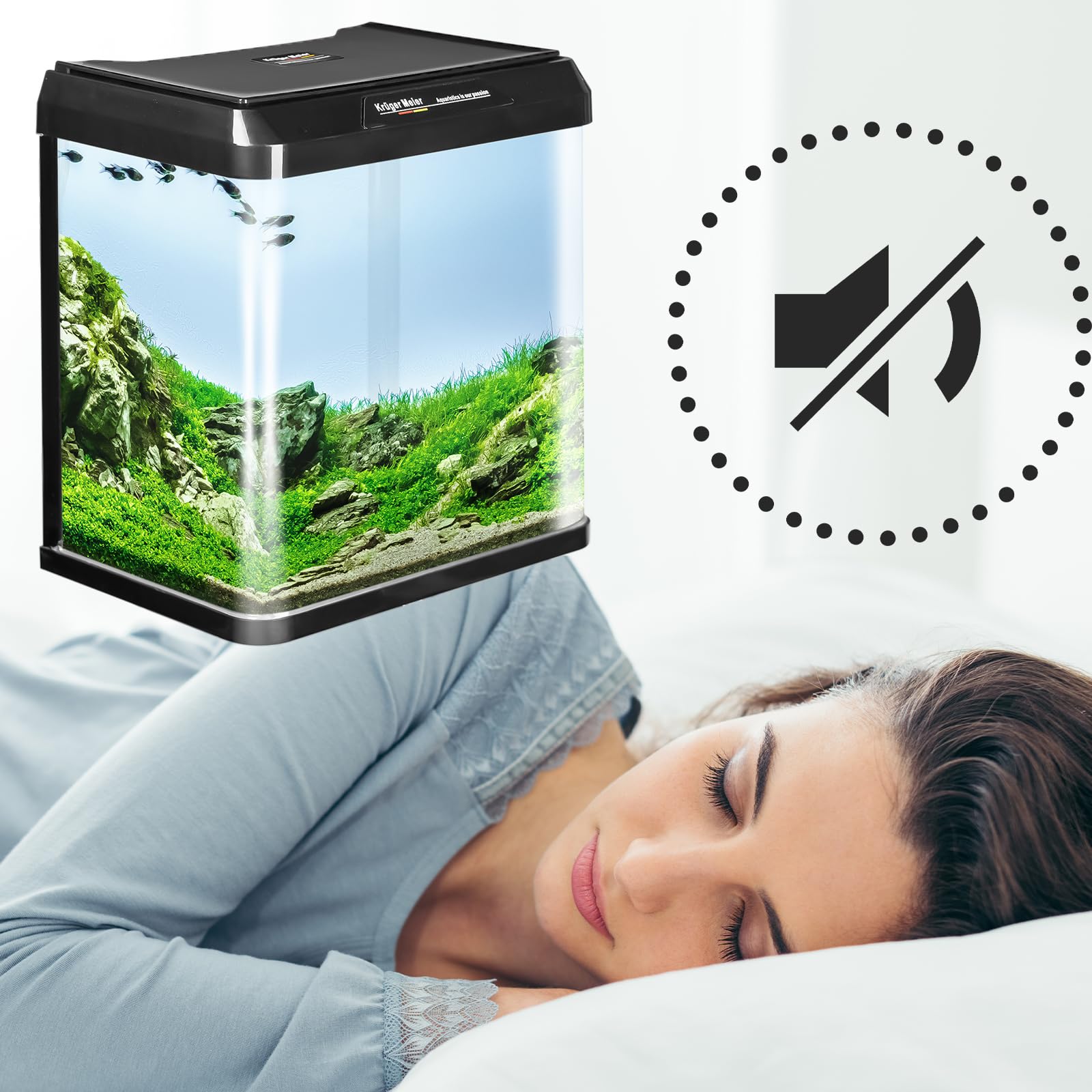 Kruger Meier Como Aquarium 7L Komplettset Schwarz mit LED Beleuchtung für Einsteiger