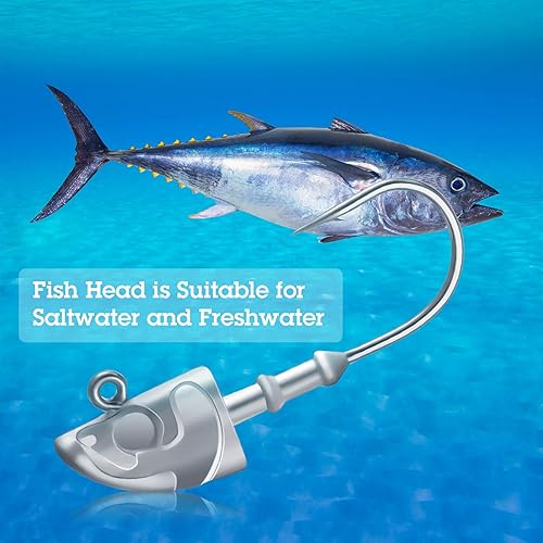 Miniatura 6 de 15 piezas Swimbait cabeza de plantilla de cabeza de cabeza de cebo con peso de plomo, cabezas de plantilla de pez giratorias para agua salada y agua