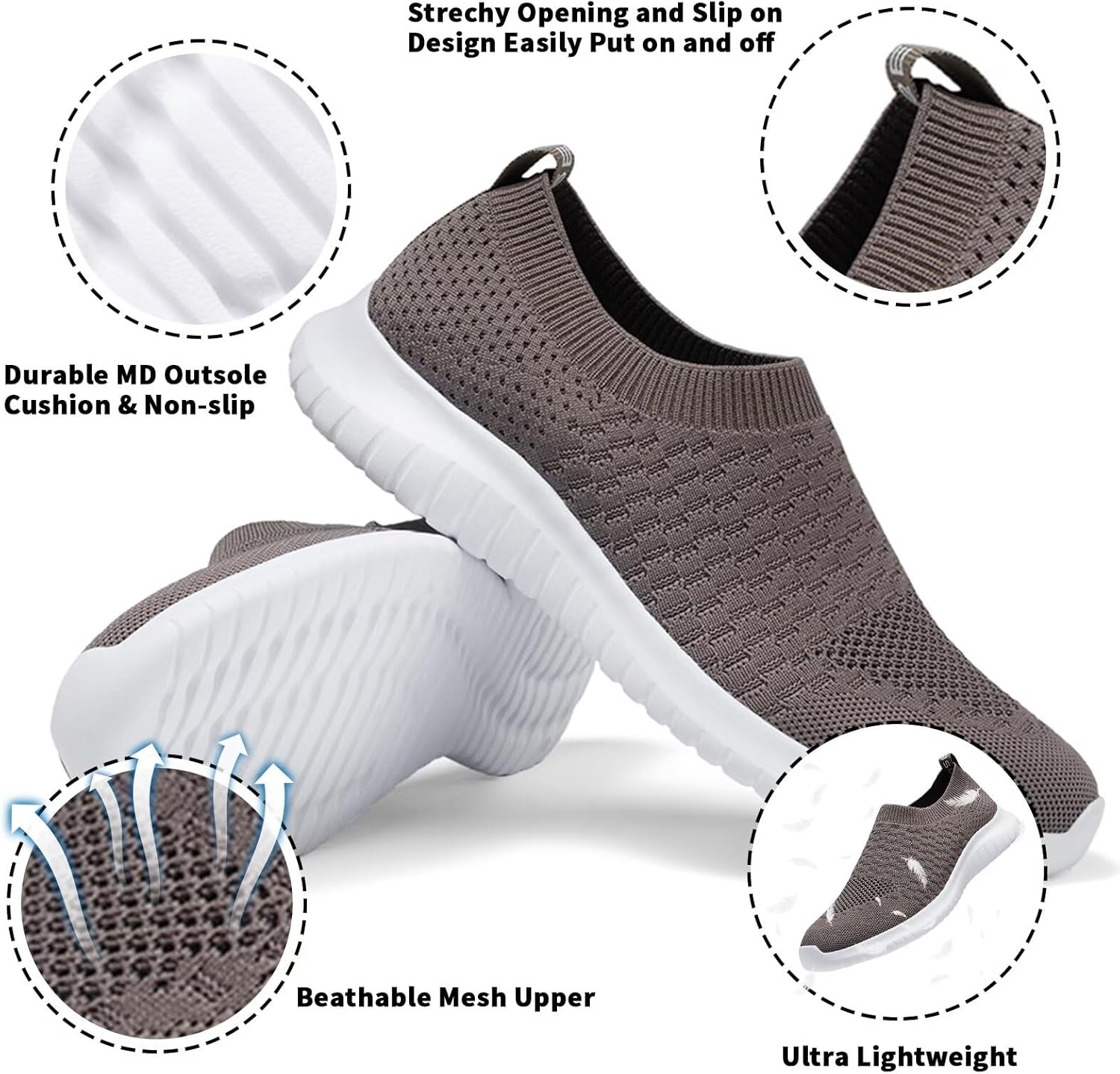 konhill Women's Slip On Sneakers Non Slip Walking Shoes Breathable Mesh Work Casual Lightweight Tennis Workout Shoes - Image 2