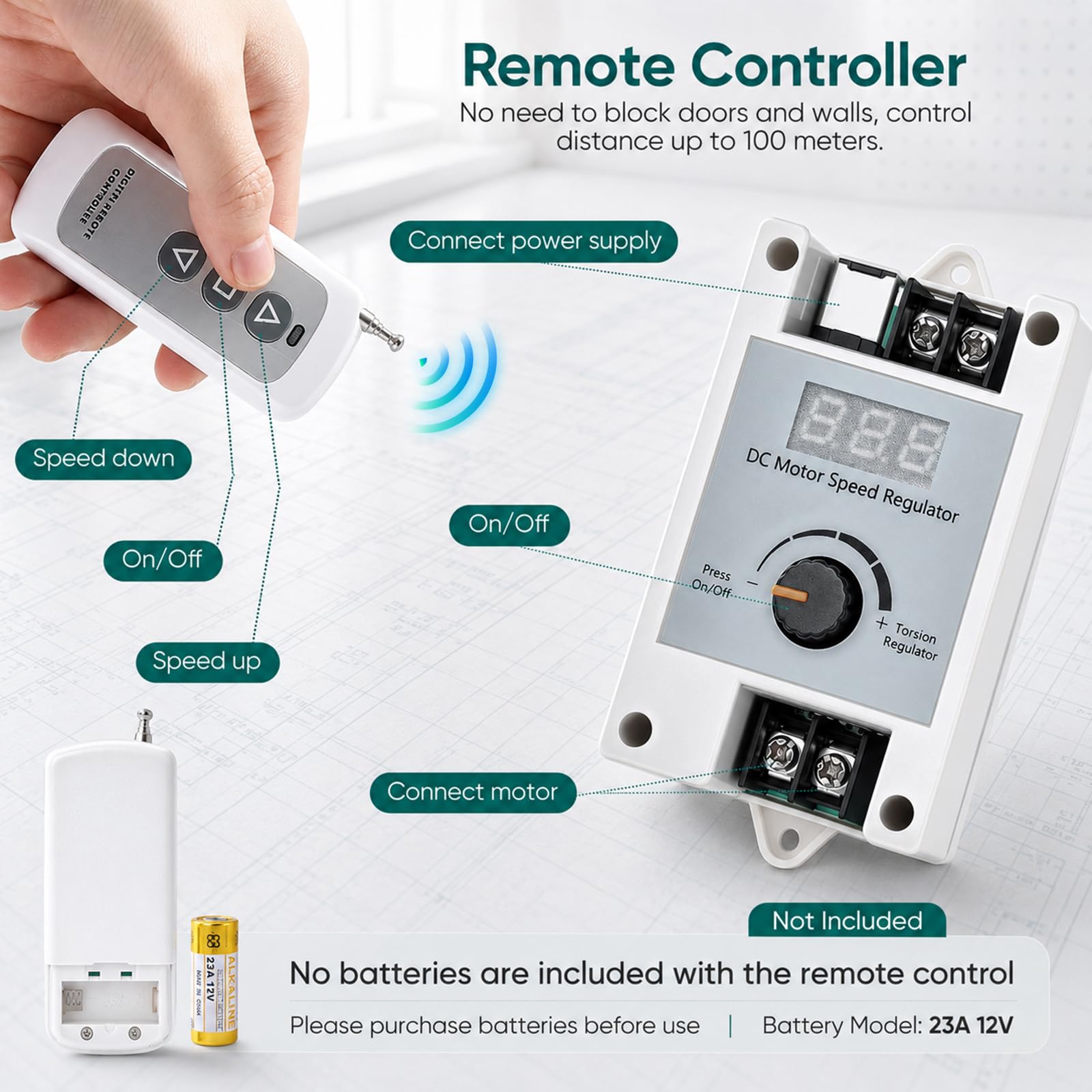 Actuador Lineal Movimiento Alternativo, Motor 24V CC Accionamiento Lineal 120RPM Carrera Ajustable 30 a 150mm Motor Telescópico Ajustable Controlador Velocidad Control Remoto y Soporte Ventosa