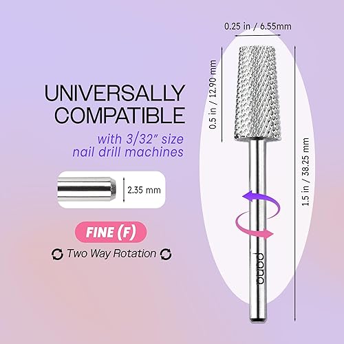 Miniatura 2 de Broca de carburo de carburo de barril cónico prémium de 332 pulgadas para taladro eléctrico Dremel diseño de arte de uñas manicura pedicura lima de