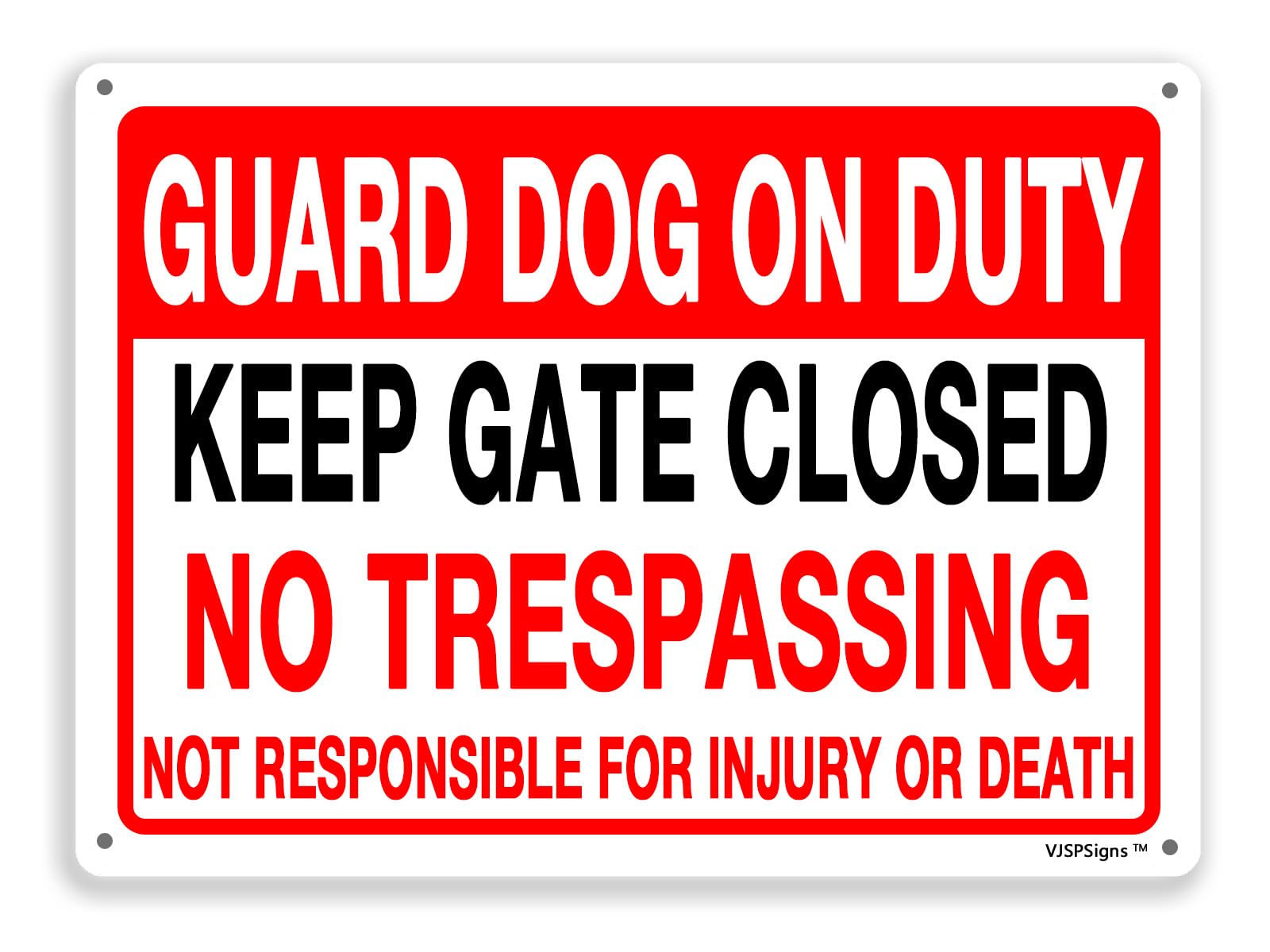 peiyeety Beware Of Dog Keep Gate Closed Sign,Guard Dog On Duty Signs 12"X16" Metal Aluminum Sign