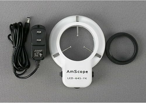Miniatura 6 de AmScope SM-1BS-144S Microscopio de zoom estéreo binocular profesional, ocular WH10x, aumento 7X-45X, objetivo de zoom 0.7X-4.5X, anillo de luz LED
