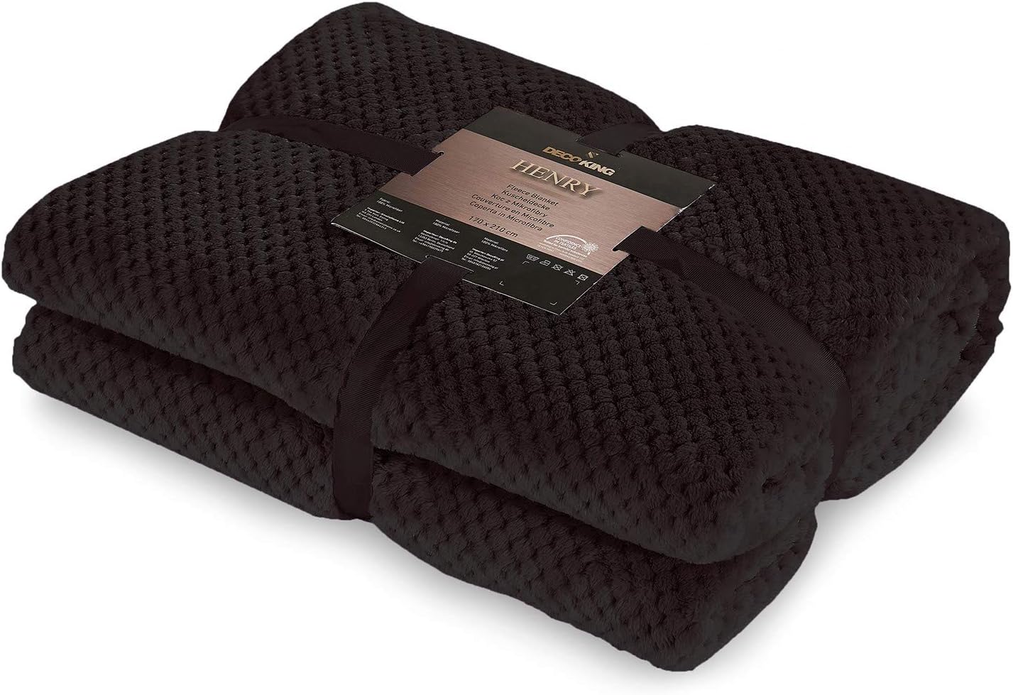 DecoKing 59029 Cuddly Blanket 70 x 150 cm Black Microfibre Blanket Fleece Blanket Bedspread Soft Cuddly Scandinavian Style Black Henry - Image 5