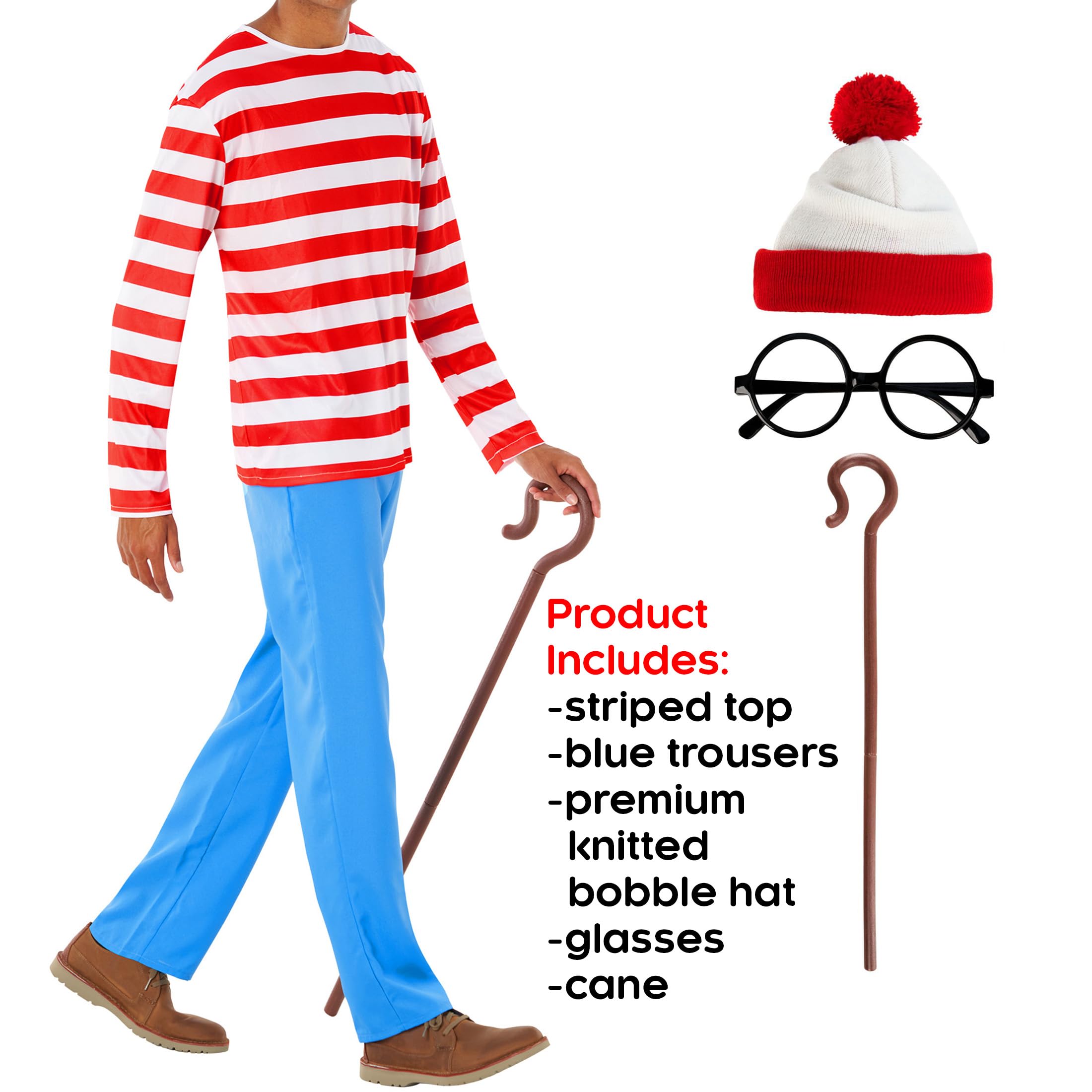 Morph Red and White Striped Costume Kids, Striped Character Fancy Dress, World Book Day Costumes for Kids Medium - Image 2