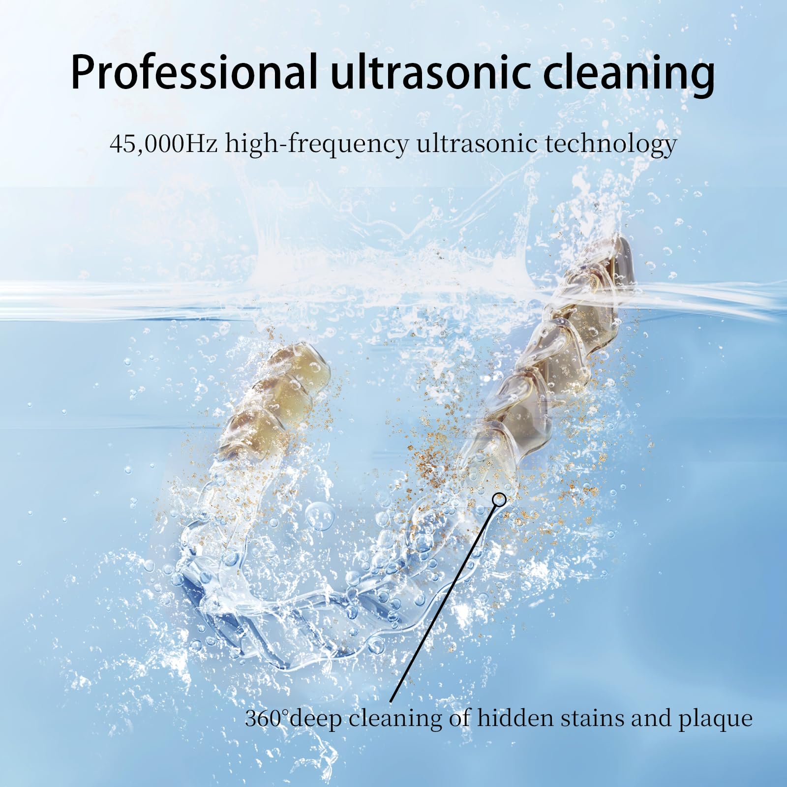 Máquina limpiadora ultrasónica de retención de 45 kHz, limpiador ultrasónico de prótesis con UVA + UVC para alineador, protector nocturno, protector bucal, etc. Cuidado dental bucal, (blanco)
