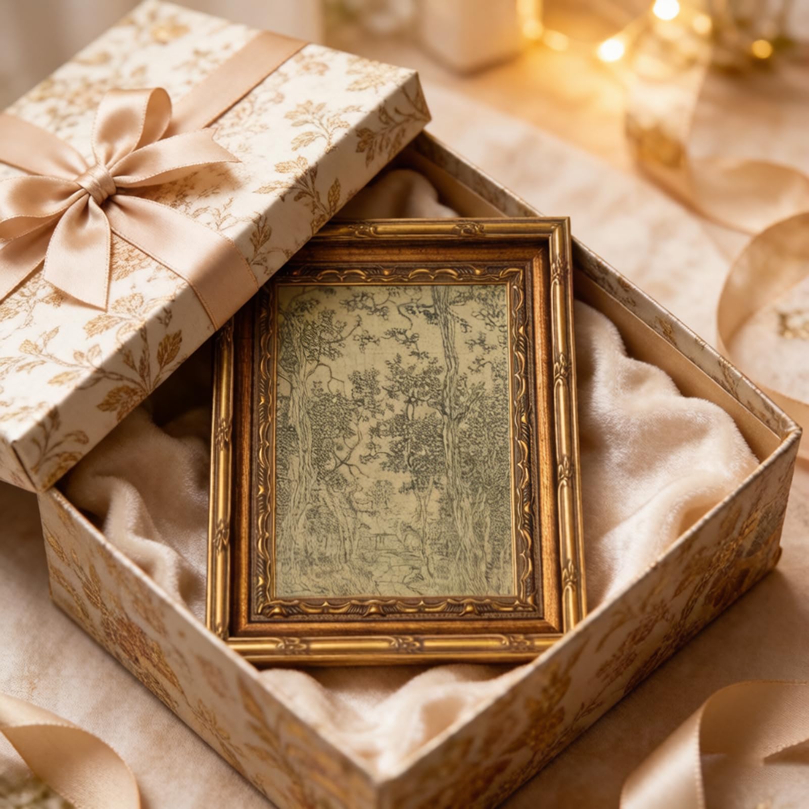 Vintage Gold Framed Wall Art Antique Sketch Landscape Wall Decor Picture Dark Moody Retro Country Farmhouse Gallery Aesthetic Poster Print for Living Room Bedroom Kitchen Shelf 9x11in — view 8
