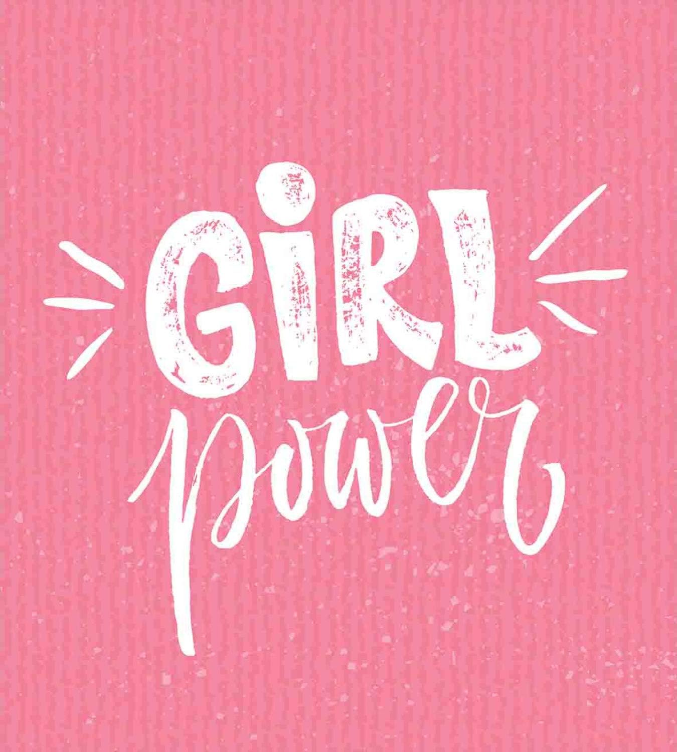 Ambesonne Feminist Duvet Cover Set, Brush Stroke Style Lettering Girl Power for Inspirational Theme Grungy Background, Decorative 3 Piece Bedding Set with 2 Pillow Shams, Queen Size, Pink White