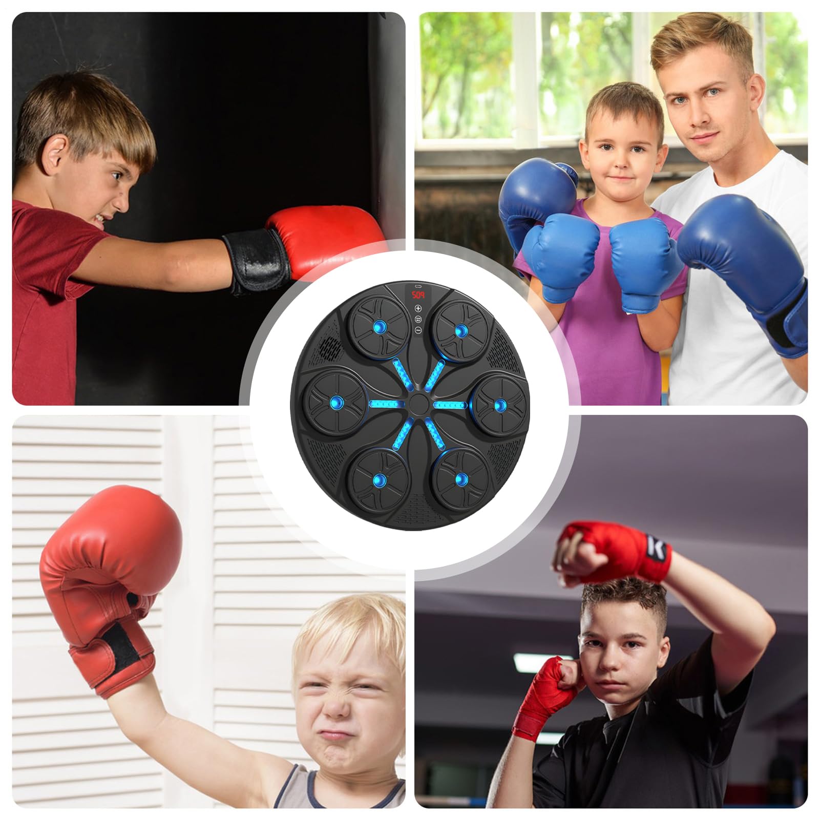 Máquina De Boxeo Musical Entrenador Electrónico con 8 Modos | Con Iluminación RGB, De Pared Y Música Para Hombres, Mujeres, Adultos, Hogar, Oficina, Gimnasio, Entrenamiento Fitness Y