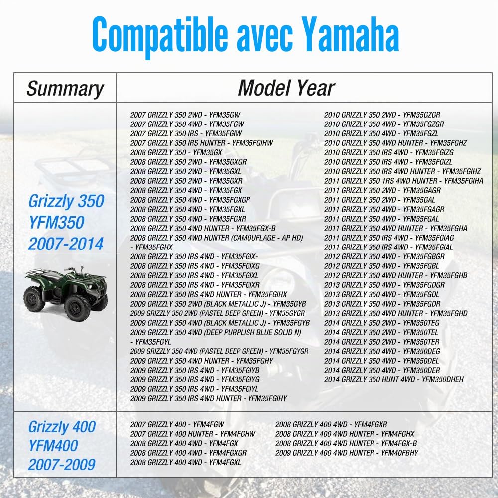 Disque de frein avant gauche ou droit compatible avec Yamaha Grizzly 350 400 450 Kodiak 400 450 Wolverine 350 450 Big Bear 400 Bruin 350 YFM350 YFM400 YFM450