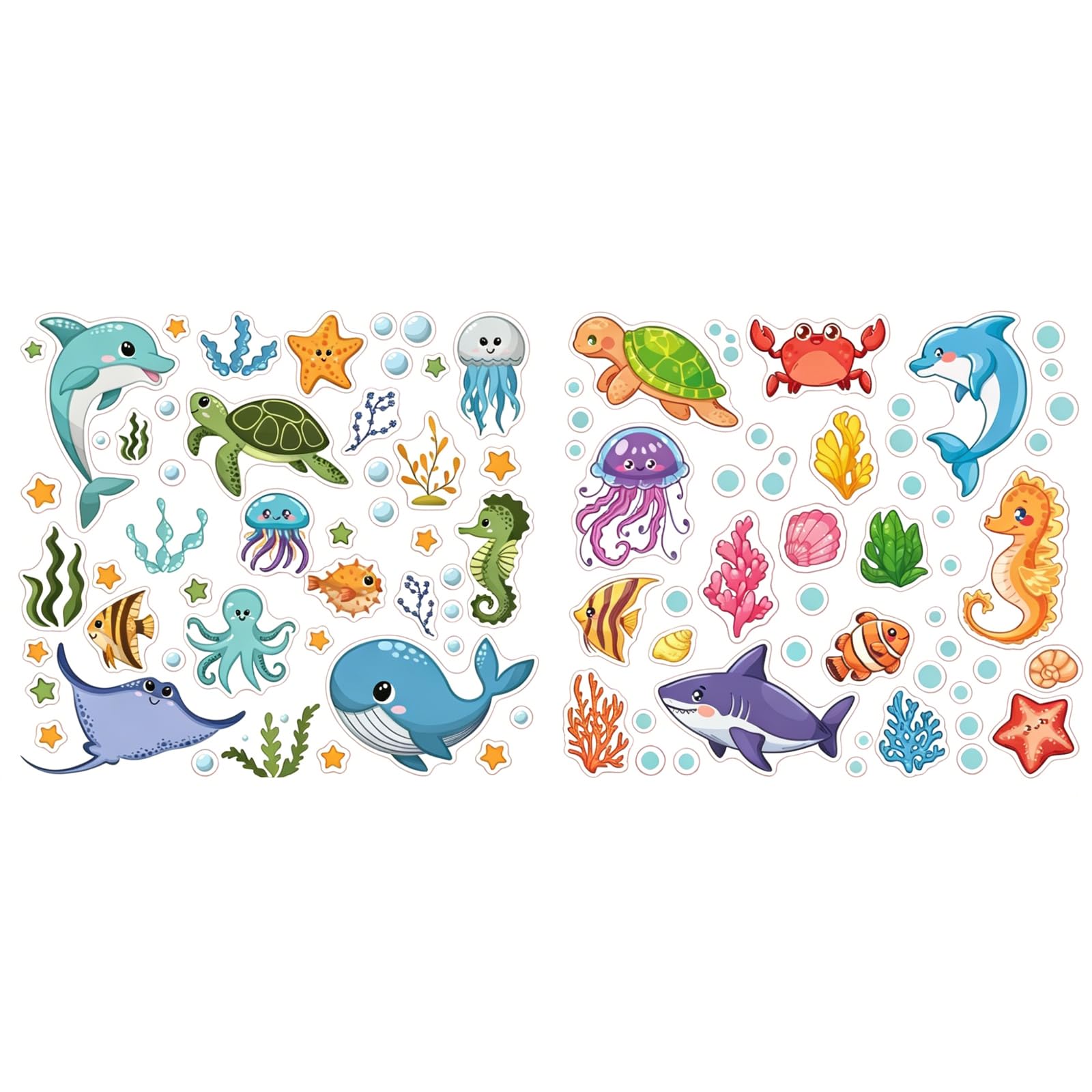 Vspek 6 Pcs Ocean Animals Stickers, Bike Stickers for Frame, Waterproof Skateboard Sticker, Helmet Sticker, DIY Cartoon Decoration for Bicycle Room Wall Cabinet Window Laptop Motorcycle Car Decals