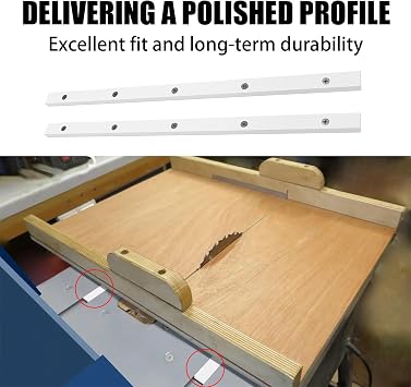 2 Pack Crosscut Sled for Table Saw, Miter Slot Runners, 3/4 x 3/8 x 17 Premium UHMW Miter Bar with Predrilled Holes & Screws Ideal for U Tracks, Router Table, Bandsaw, Coping Sled,MGJ-105W