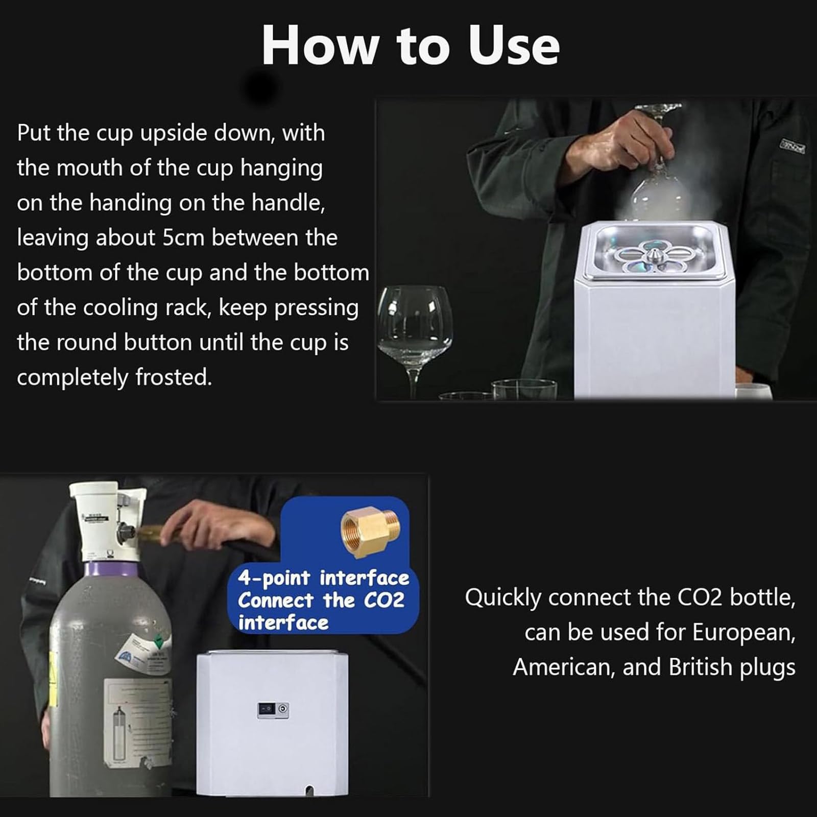 Refrigeratore di vetro per cocktail, birra, bevande miste, congelatore istantaneo per bar, ristorante, cucina, refrigeratore in vetro CO2 per tazze e bicchieri