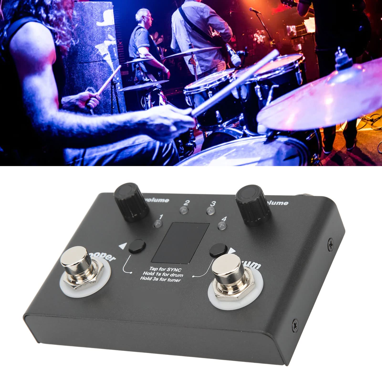 Pedał Drum Looper, 4 Miejsca do Przechowywania 11 Minut Czas Nagrywania Metal Phrase Loop Pedał Efektów z Tunerem, Stacja Pedałów Gitary Basowej