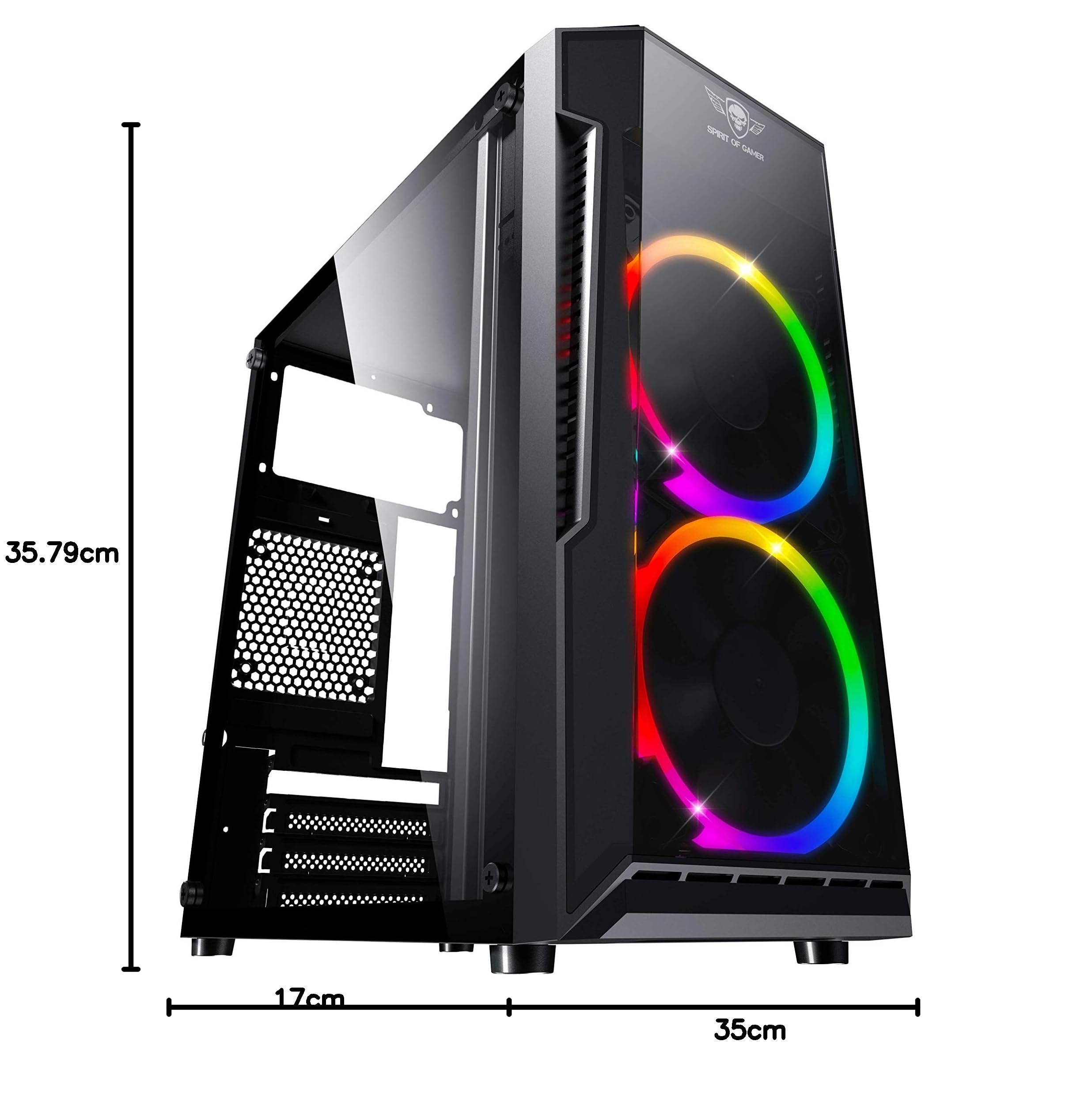 Spirit Of Gamer - DEATHMATCH 3 - Case PC Gamer Matx/ITX Case - 2 Ventilatori LED RGB Indirizzabili da 120mm - Pannello Frontale E Laterale in Acrilico per Ufficio - ASUS Aura/MSI Mystic/ASROCK 3Pin